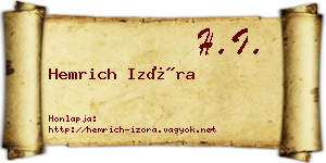 Hemrich Izóra névjegykártya